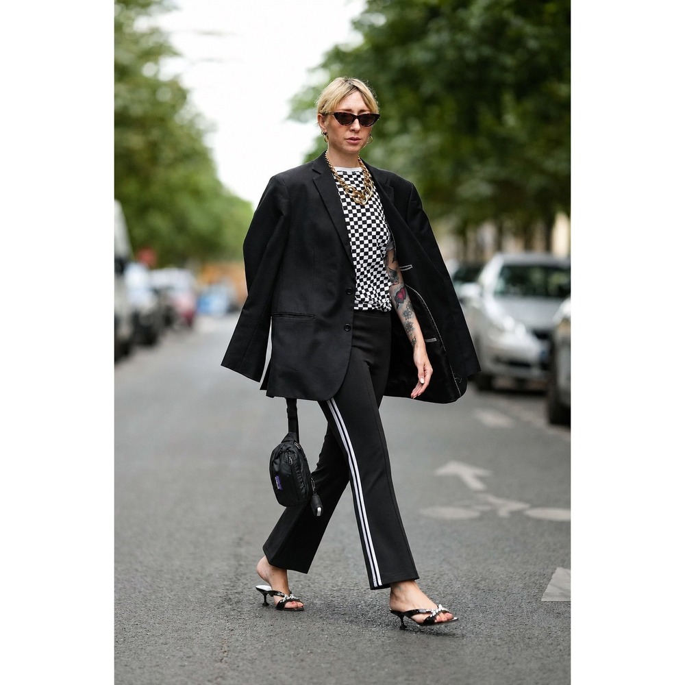 Maeve Anthropologie Pull-On Flare Track Pants Black White Stripe XS